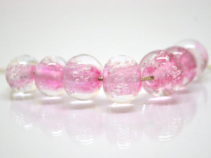 Pink Bubble beads, Glass handmade lampwork, Pink glass beads, Jewelry making, Pastel beads, SRA Artisan lampwork bracelet necklace beads set