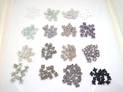 Gray small flower beads, Black cute flowers for headband, White tiny flowers, mini glass flowers, transparent lampwork beads