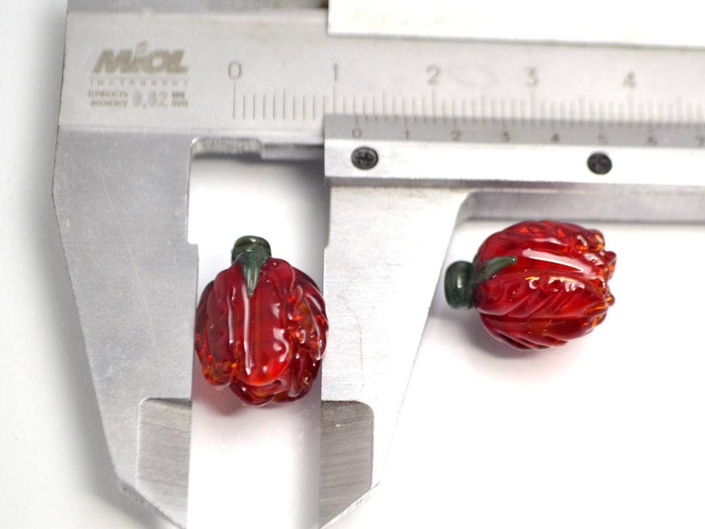 Handmade Flower Beads for earrings Floral Lampwork beads Red Glass Flower Crocus beads Marsala Sra lampwork beads Spring beads Transparent
