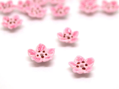 glass flower sakura flower beads floral lampwork blossom beads pink lampwork bead work floral decoration spring beads summer artisan beads