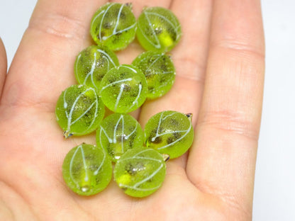 Glass gooseberry beads, Lampwork gooseberry beads, Glass berries, Gardener gift, Fruit sculpture, Forrest berry, Garden berry, Half drilled