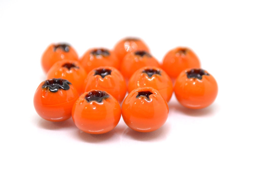 Orange lingonberry glass beads, Glass orange whortleberry, Orange glass huckleberry, Winter berry, Lampwork berry, Lampwork cowberry
