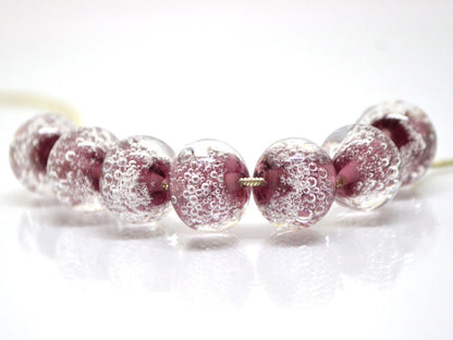 Purple handmade glass bubble beads, Artisan lampwork bead set, Purple lampwork beads, Beads for bracelet, Glass bead, Jewelry beads Lampwork