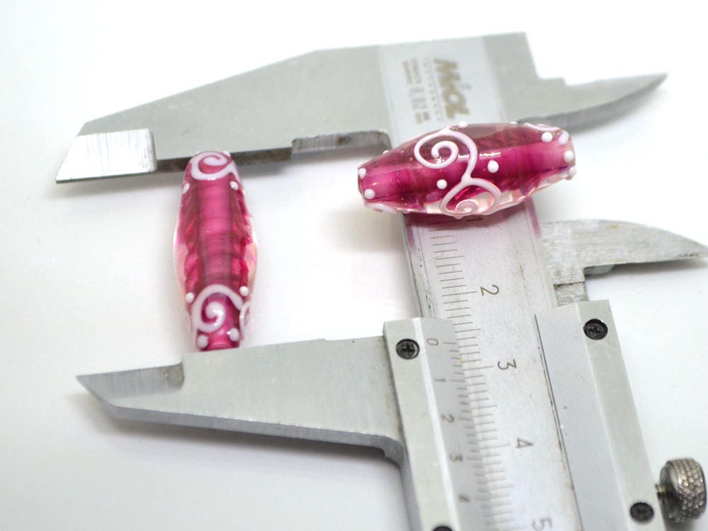 rhombus glass lampwork beads artisan lampwork set beads for jewelry oval glass beads rubina pink glass beads curls beads pink and white