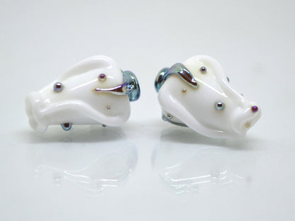 White twist rosebud beads, Wedding flower Glass Bead, Floral lampwork bead, Artisan lampwork beads