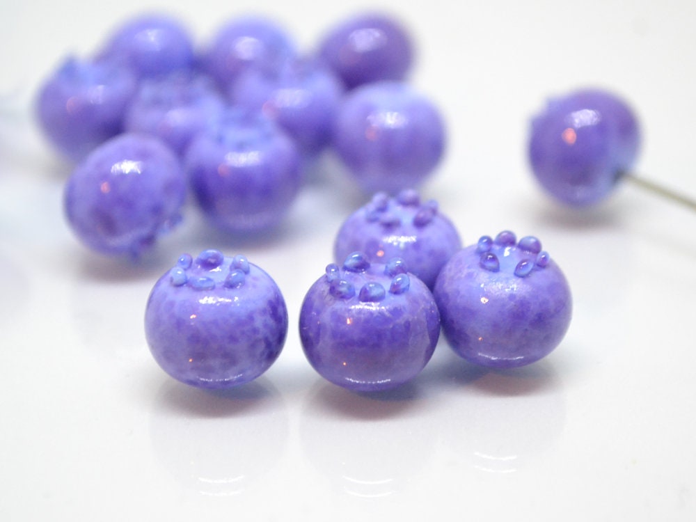 Glass purple blueberry, Lampwork berry, Lavender purple glass berries, Realistic berry