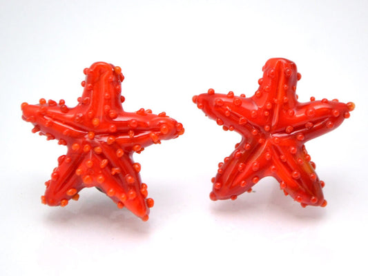 Red lampwork starfish Focal bead pendant Murano glass Lampwork ocean Jewelry marine glass beads Kid jewelry Nautical Jewelry making bead