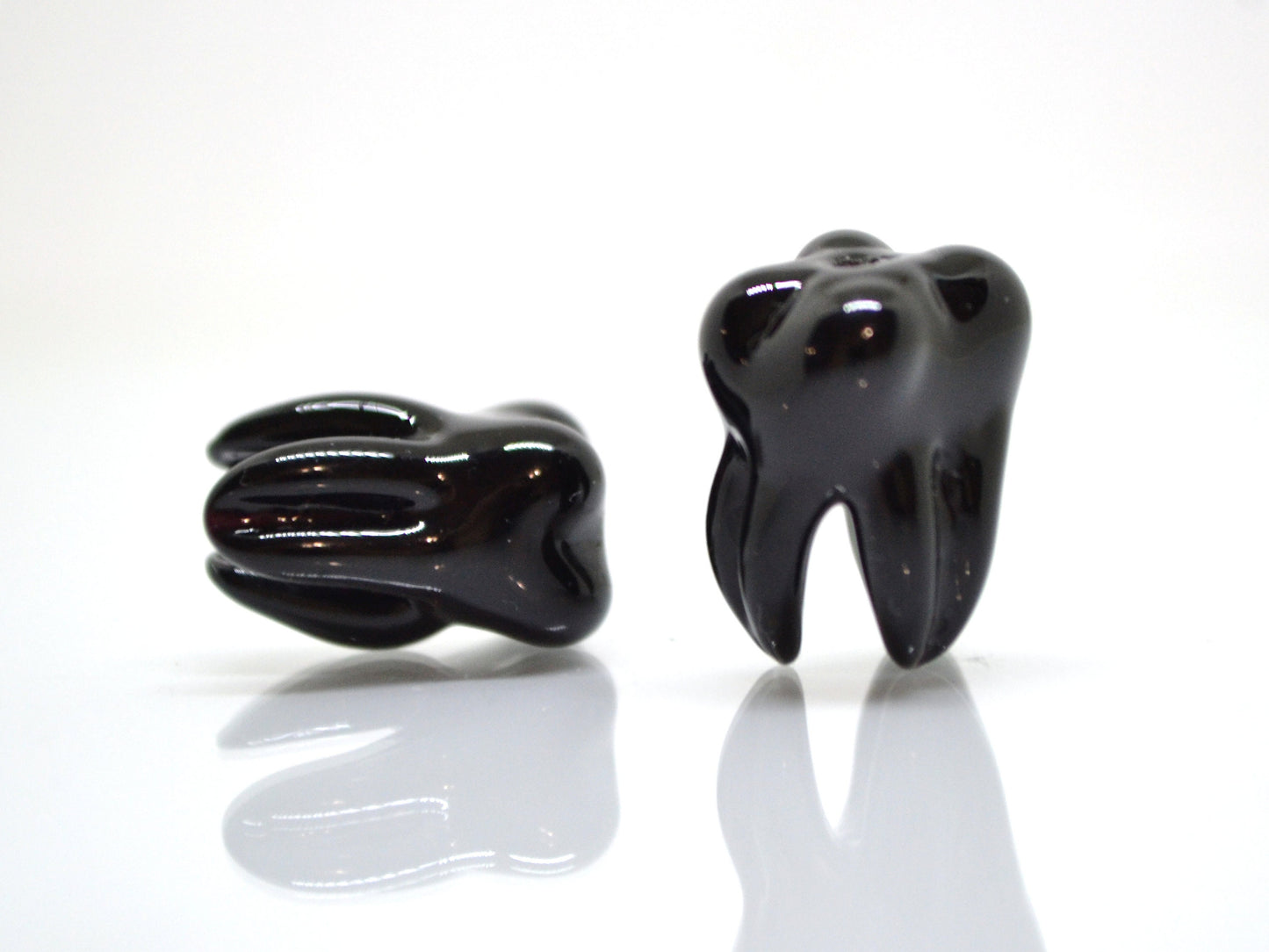 Black Glass tooth beads, Root tooth beads, Molar beads, Dentist gift prank, Teeth beads for jewelry, Lampwork beads, Teeth necklace