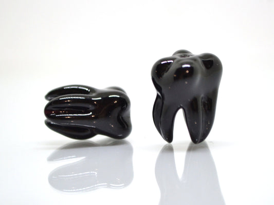 Black Glass tooth beads, Root tooth beads, Molar beads, Dentist gift prank, Teeth beads for jewelry, Lampwork beads, Teeth necklace