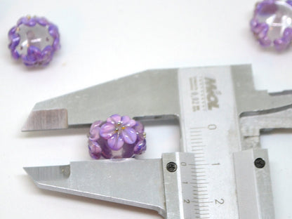 lilac floral lampwork handmade bead purple glass bead handmade lampwork bracelet necklace rondelle bead transparent bead lilac purple flower