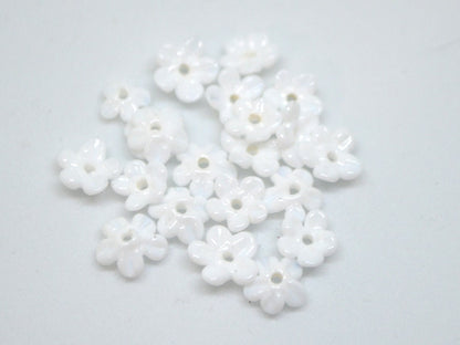 Mini flower beads, White opaque beads, Wedding flowers, Flower embellishment, Flower applique, tiny flowers