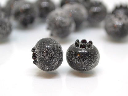Glass black blueberry, Lampwork berry, Frost glass berries, Lampwork blueberry