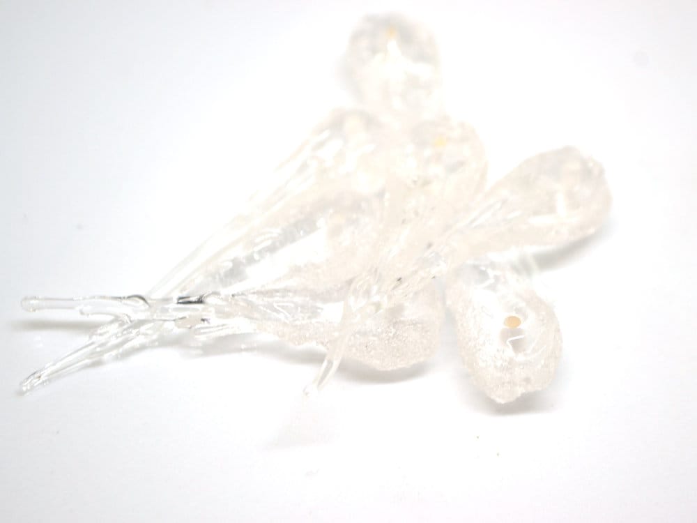 Frosted Icicle Glass Beads, Winter Lampwork, Transparent Glass beads, Xmas Lampwork, Christmas beads, Holiday beads, Artisan lampwork