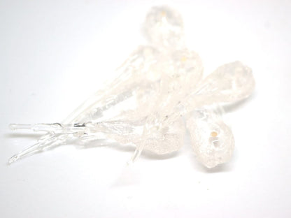 Frosted Icicle Glass Beads, Winter Lampwork, Transparent Glass beads, Xmas Lampwork, Christmas beads, Holiday beads, Artisan lampwork