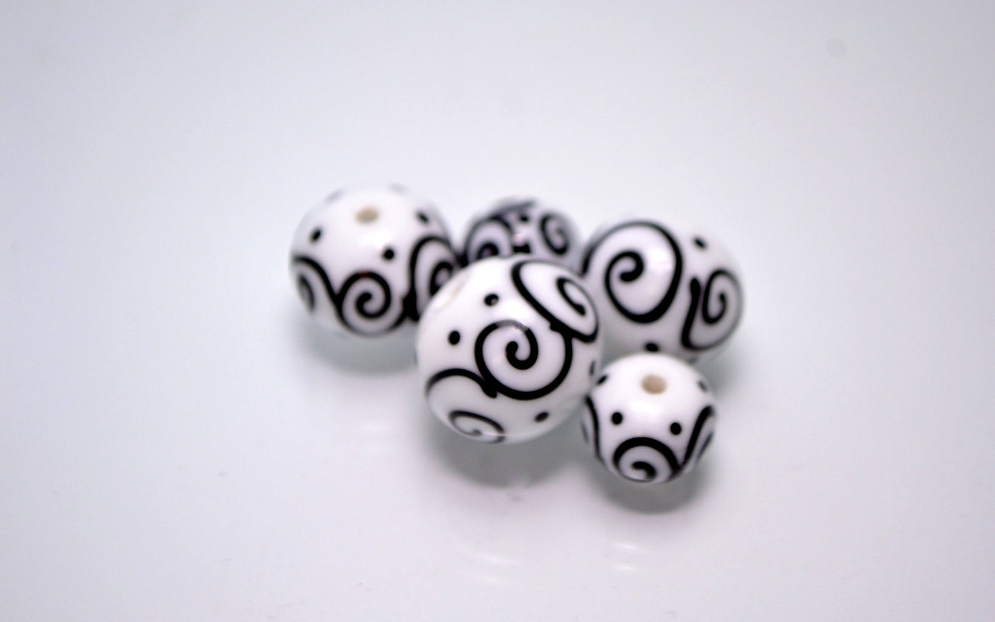 hollow beads black white glass bead hand painted beads lampwork bead set artisan lampwork jewelry making bead handmade rondelle lampwork