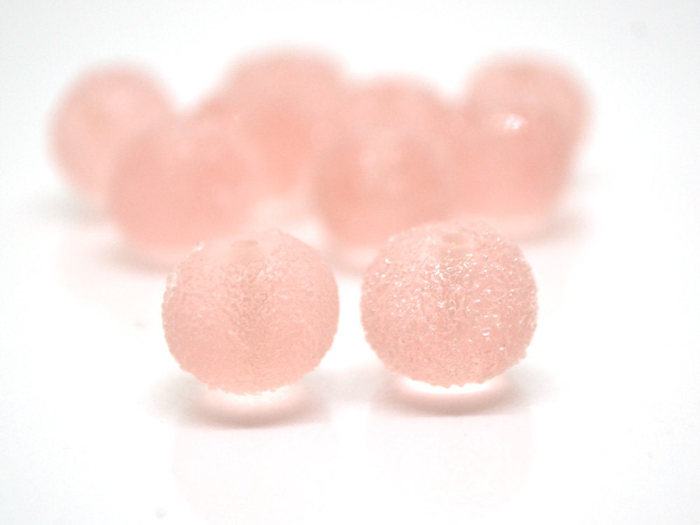 Handmade frosted glass pink beads, Chunky Bubblegum, Gumball bead, sugar coated beads, Artisan lampwork, 13mm glass bead Rondelle pale pink