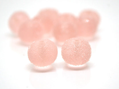 Handmade frosted glass pink beads, Chunky Bubblegum, Gumball bead, sugar coated beads, Artisan lampwork, 13mm glass bead Rondelle pale pink