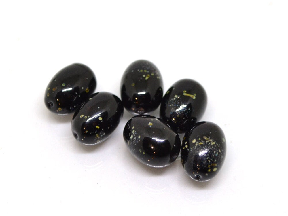 Olive lampwork beads, Black glass berry beads, Glass Olive-tree beads, Lampwork berries, Artisan lampwork, berry pendant, half-drilled beads