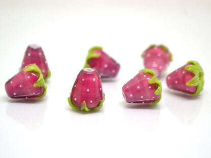 Fuchsia Strawberry glass beads, Magenta berry beads, Lampwork berry beads, Lampwork berries, Lampwork strawberry, Glass berries