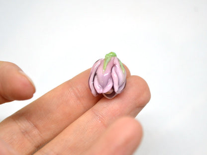 Lampwork Magnolia, Glass flower beads, Lilac glass floral beads, Artisan lampwork, Pastel pink bead, Focal glass beads, Handmade lampwork