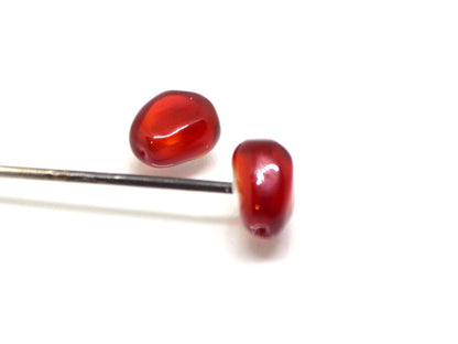 Pomegranate glass beads, Half-drilled beads, Glass red berry beads, Lampwork berry, Lampwork Beads for stud earrings
