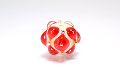 Lampwork bead handmade lampwork focal bead artisan lampwork red black white blue bead space bead lampwork bracelet  Jewelry Supply rondelle