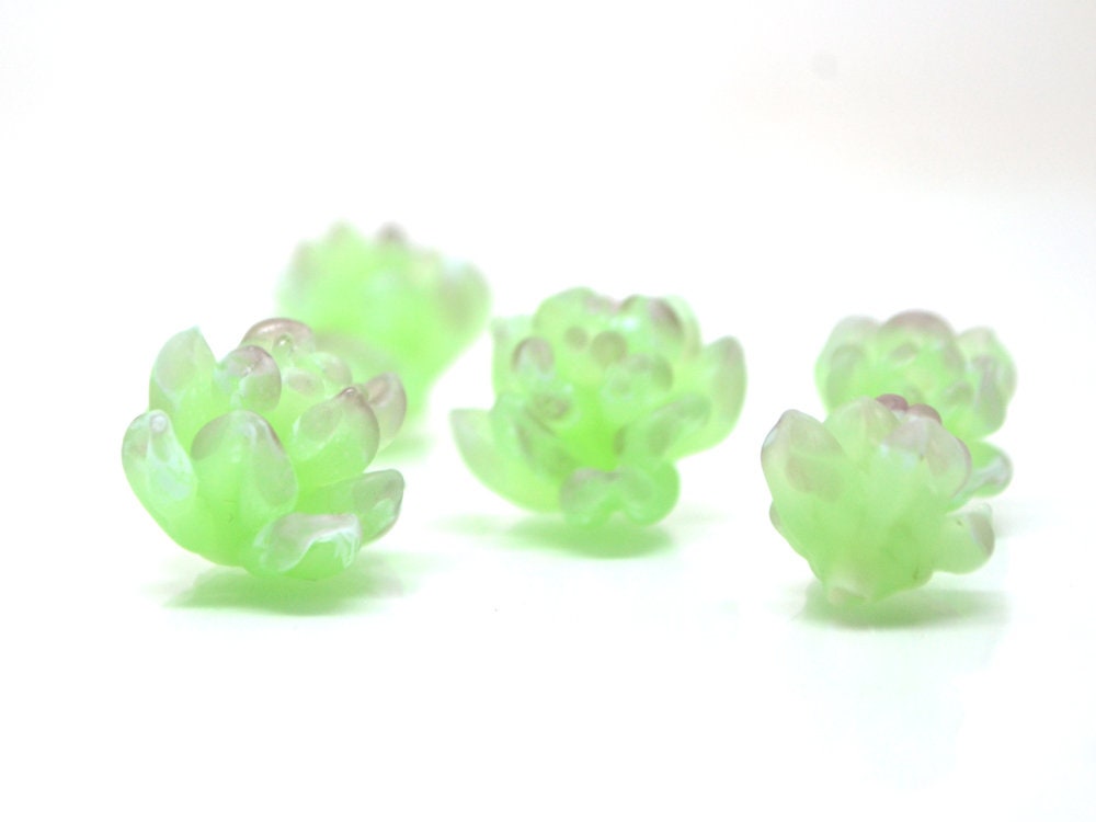 Glass succulent beads, Matte glass beads, Frosted glass beads, Home flowers,Cactus miniature,Succulent sculpture, Cacti figurine,Tiny cactus