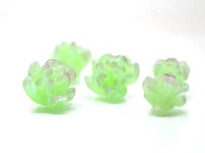 Glass succulent beads, Matte glass beads, Frosted glass beads, Home flowers,Cactus miniature,Succulent sculpture, Cacti figurine,Tiny cactus