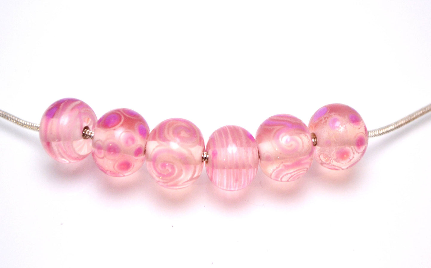 lampwork bead glass handmade lampwork jewelry glass making set snake jewelry artisan lampwork Murano glass pink shimmer pink points strips