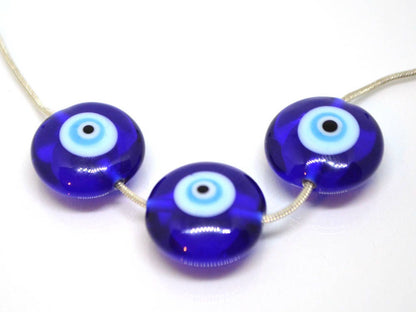 Evil Eye glass Beads protection beads murano glass lentil eye beads lampwork glass art beadwork turkish evil eye protection jewelry blue