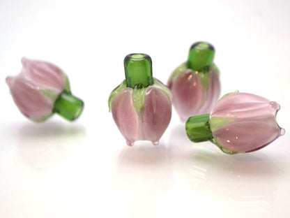 lilac flower lampwork bud bead floral jewelry jewelry making set artisan lampwork glass pink bead tender lilac bead necklace earrings green