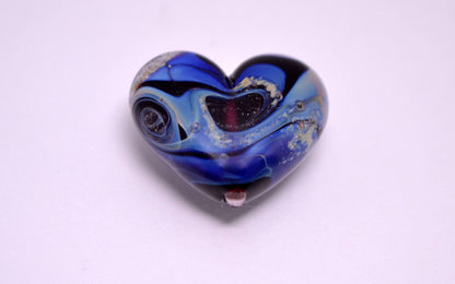 blue heart jewelry romantic bead wedding jewelry making glass heart sea glass bead shaped necklace blue artisan lampwork glass color heart