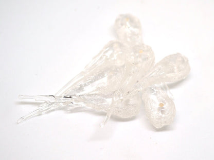 Frosted Icicle Glass Beads, Winter Lampwork, Transparent Glass beads, Xmas Lampwork, Christmas beads, Holiday beads, Artisan lampwork