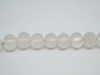 White frosted glass beads, Freeze glass beads, Icy lampwork beads, Rondelle glass beads, Sugar glass beads