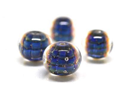glass beads set for bracelet making lampwork beads blue glass beads green crocodile stripes beads reptile artisan lampwork rondelle lampwork