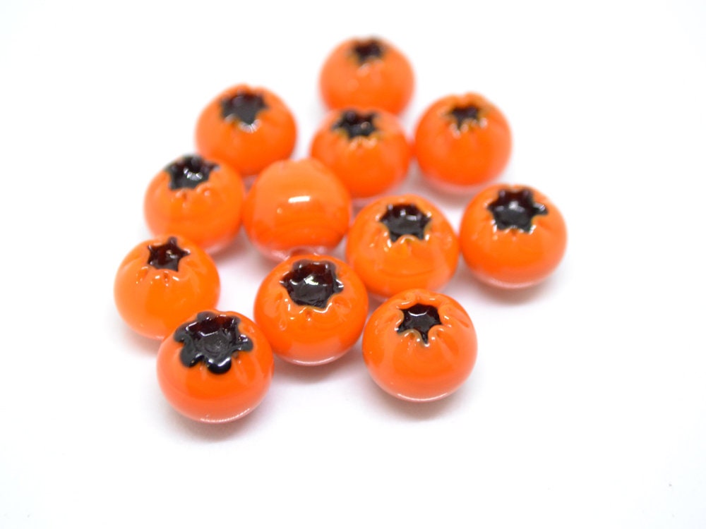 Orange lingonberry glass beads, Glass orange whortleberry, Orange glass huckleberry, Winter berry, Lampwork berry, Lampwork cowberry