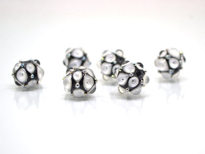 Black white lampwork bead, 10mm glass beads, Handmade lampwork, Artisan lampwork, Beads for earrings, Rondelle beads, Made for order