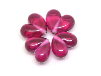 Small pink heart beads, Flat heart beads, Lampwork heart, Pink glass beads, Glass heart shape bead, Heart bracelet making, Artisan lampwork