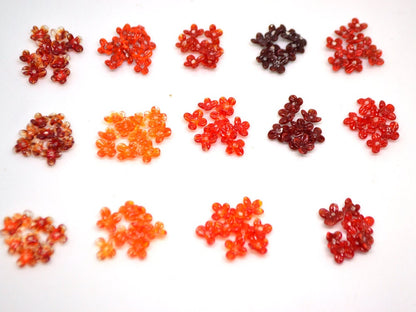 Red small flower beads, 14 shades of red flowers for headband, Red tiny flowers for tiara making, mini glass flower, transparent small beads