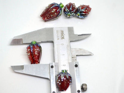 dichroic pendant flower dichroic beads red glass beads sparkling beads star dust lampwork art glass floral pendant electric red flower bead