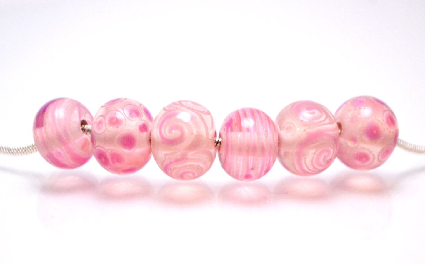 lampwork bead glass handmade lampwork jewelry glass making set snake jewelry artisan lampwork Murano glass pink shimmer pink points strips