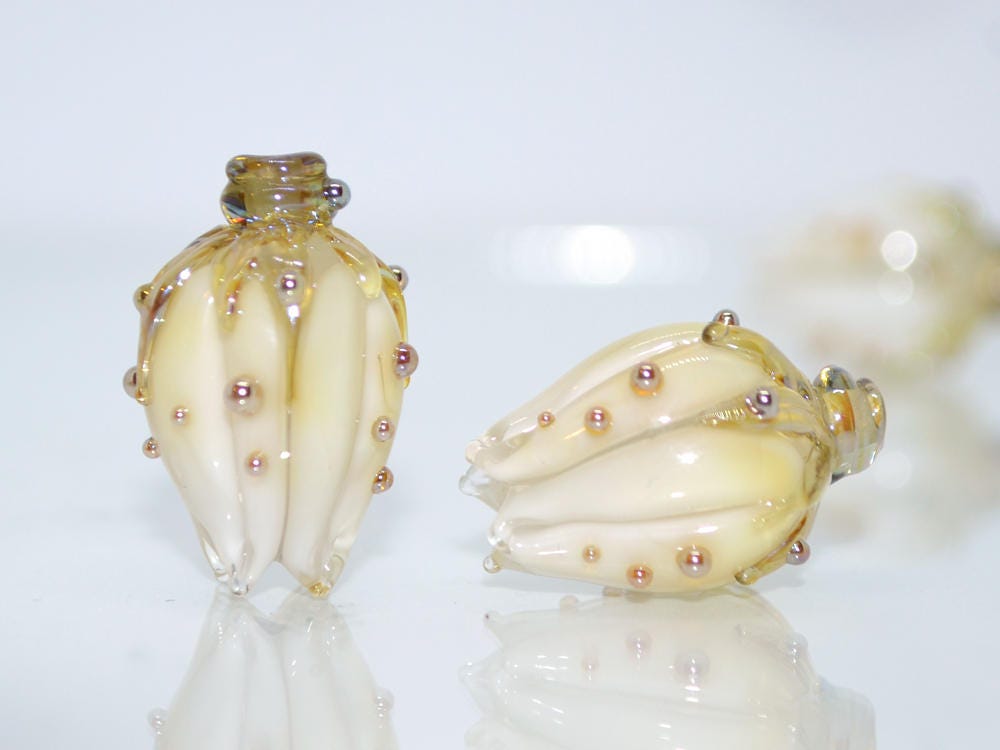 white flower glass beads for jewelry making wedding jewelry bridal jewelry flower girl jewelry floral glass beads white lampwork beads beige