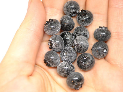 Glass black blueberry, Lampwork berry, Frost glass berries, Lampwork blueberry