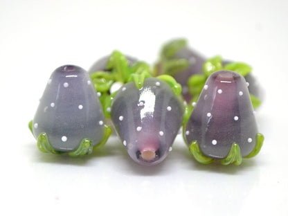Pale purple Strawberry glass beads, Lampwork berry beads, Lampwork berries, Lampwork strawberry, Berry jewelry, Summer beads