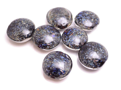space glass beads jewelry making set beads lampwork handmade artisan lampwork lentils blue black glass beads stardust necklace beads set