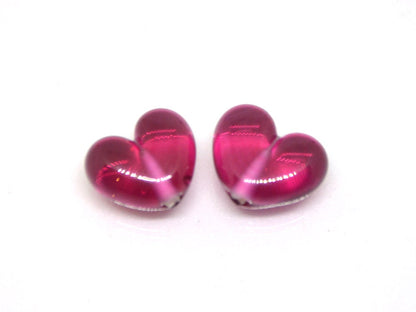Small pink heart beads, Flat heart beads, Lampwork heart, Pink glass beads, Glass heart shape bead, Heart bracelet making, Artisan lampwork