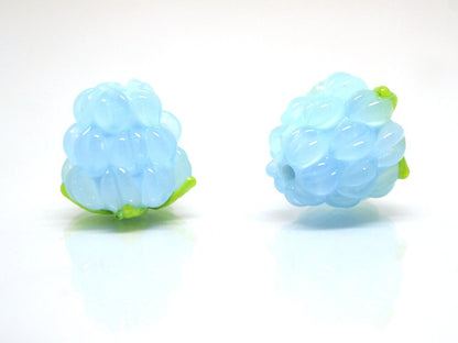 Sky blue lampwork raspberry, Gloss Glass berries, Lampwork berry beads, Berry fruit beads, Glass Raspberry, Tiny Food lampwork beads