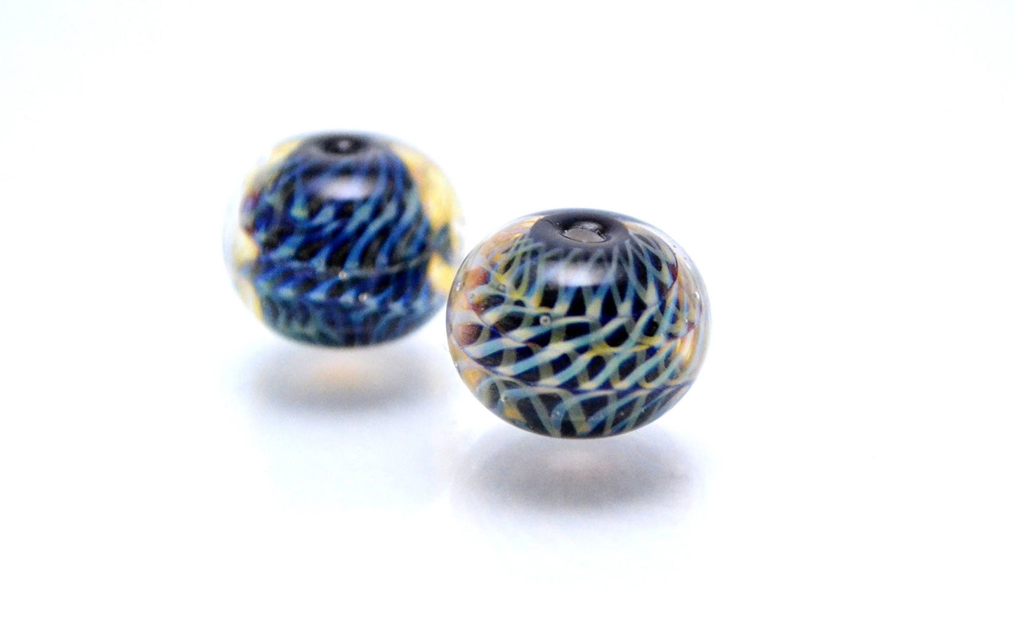 sea bead colorful glass jewelry clear glass bead blue jewelry making set bubble bead artisan lampwork  glass handcrafted blue jewelry glass