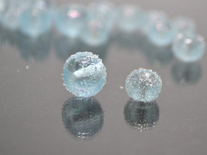 Blue frosted beads, Sugar Glitter bead, Winter glass beads, Sugar lampwork beads, Artisan lampwork, Stardust glass beads, Christmas beads