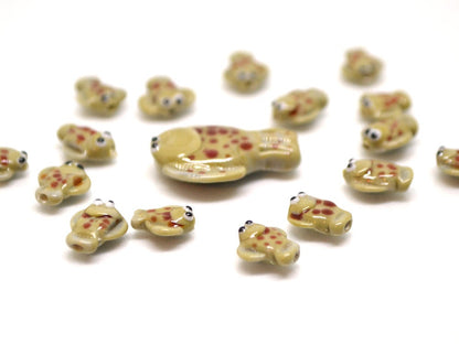 Lampwork fish beads, Green glass flounder, Lampwork flounder, Glass fish, River fish beads, avocado green